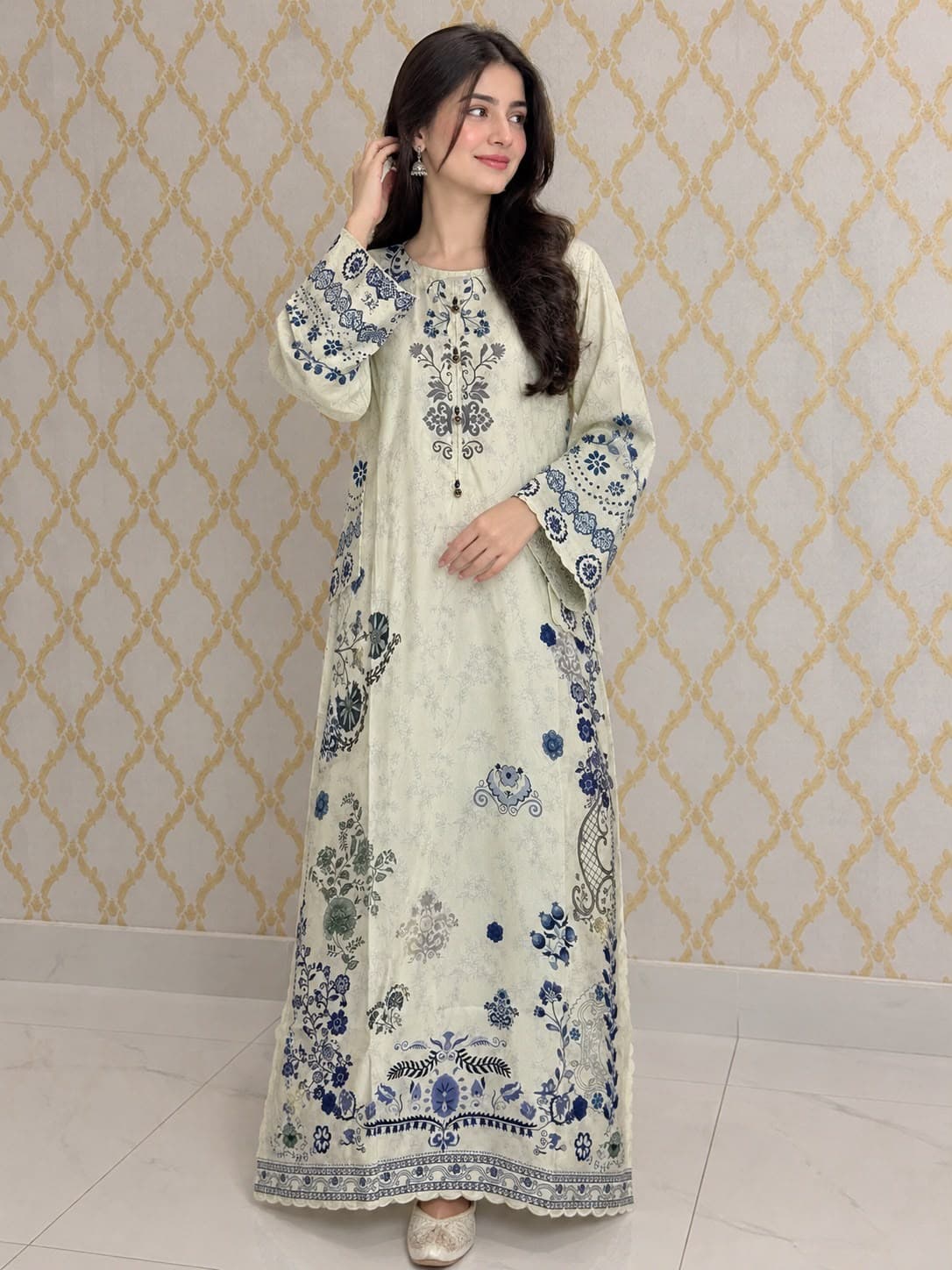 Ocean Mist – 2-Piece Printed Poly-Kaftan Set